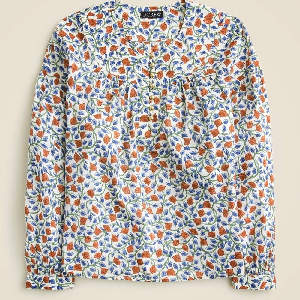 J. Crew Women's Popover Floral Print Top - Multicolor